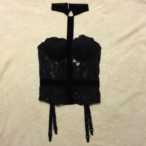 Dreamgirl black lace bustier + neck harness